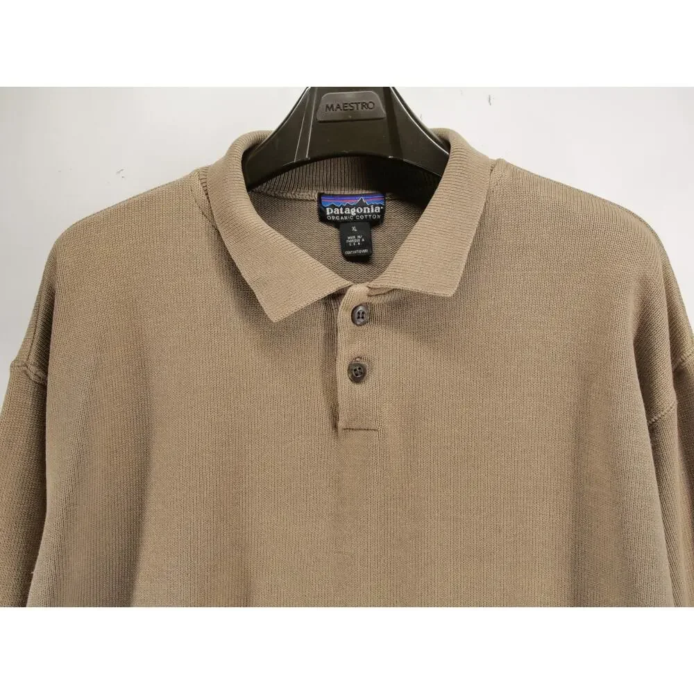 Vintage Patagonia Made in USA Organic Cotton Long Sleeve Polo Shirt Sweater XL